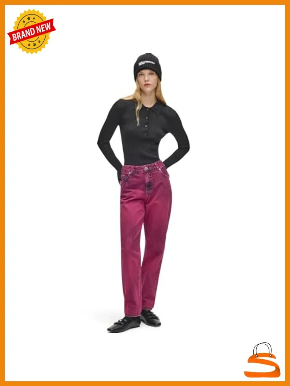 High-Rise Relaxed Fit Mom Jeans with Tapered Leg, Cotton Blend, Low Stretch